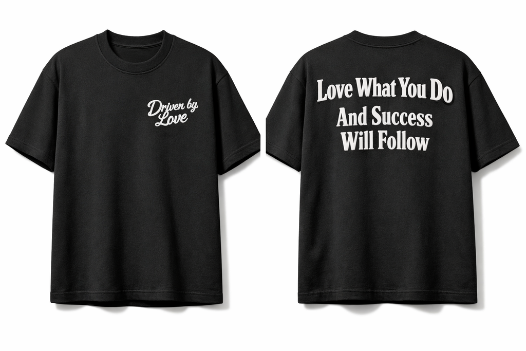 Driven by Love – Signature Statement Tee (Black/White)